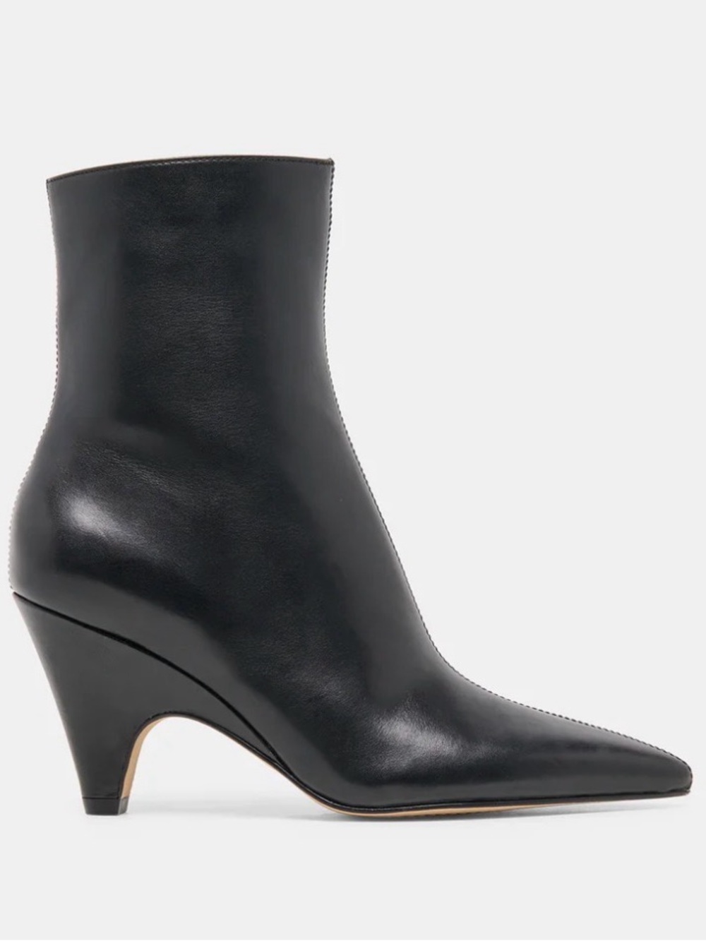 Dolce Vita Black Pointed Toe Leather Ankle Boots (Cruz)
